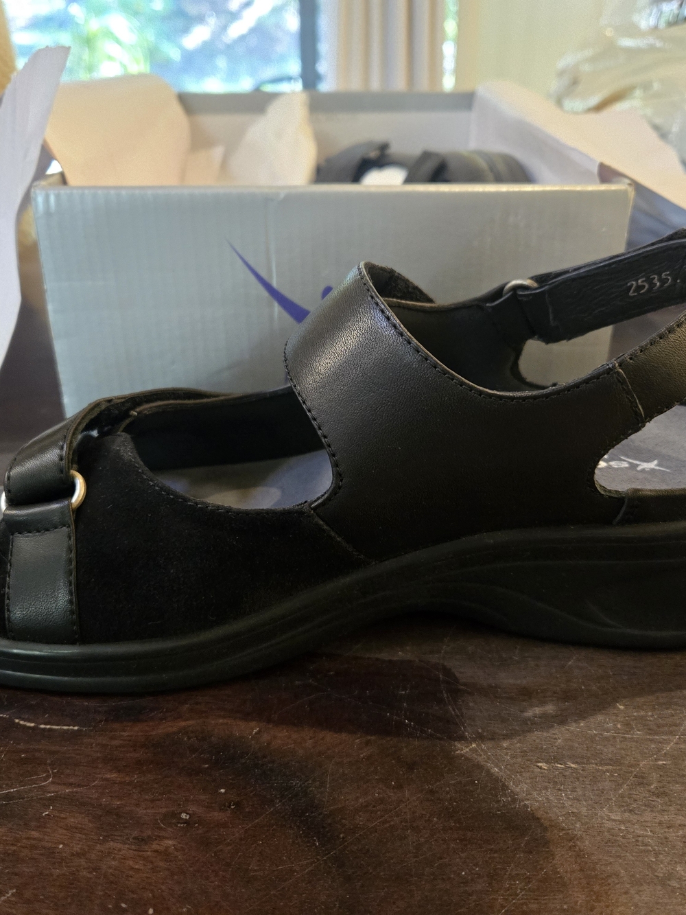 Black Women's Comfort Slingback Sandal with Adjustable Strap